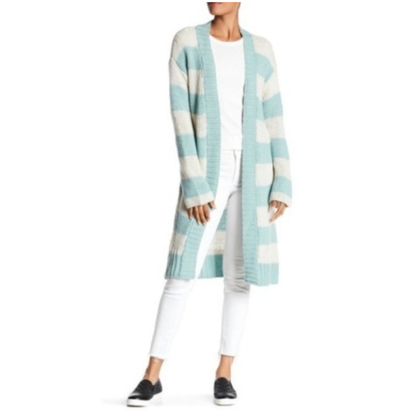 ZADIG & VOLTAIRE Sweater Womens Medium Romy Raye Striped Cashmere Long Cardigan - Picture 14 of 15